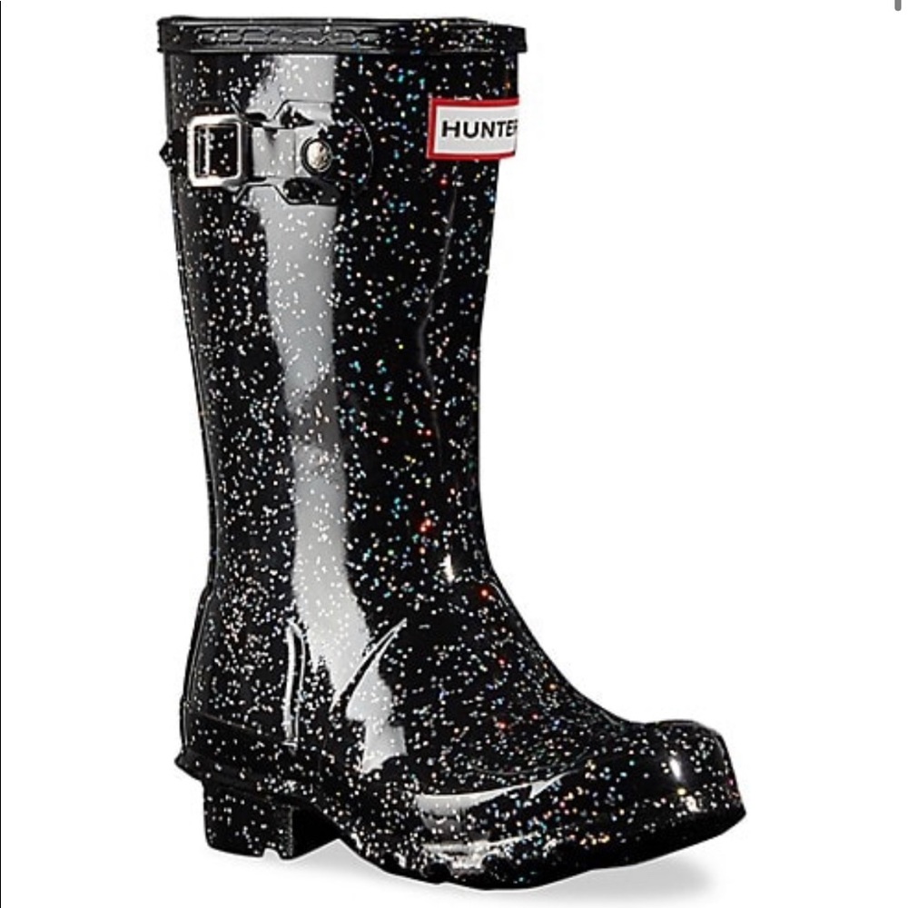 Hunter Glitter Rain Boots: Black Size 13G